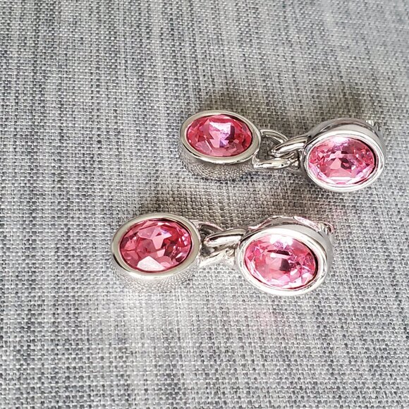 Pink Link Signed SAL Swarovski Crystal Clip on Earrings - Picture 7 of 9
